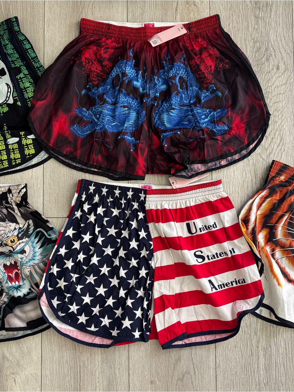 Unisex Dragon/tiger print Athletic Shorts